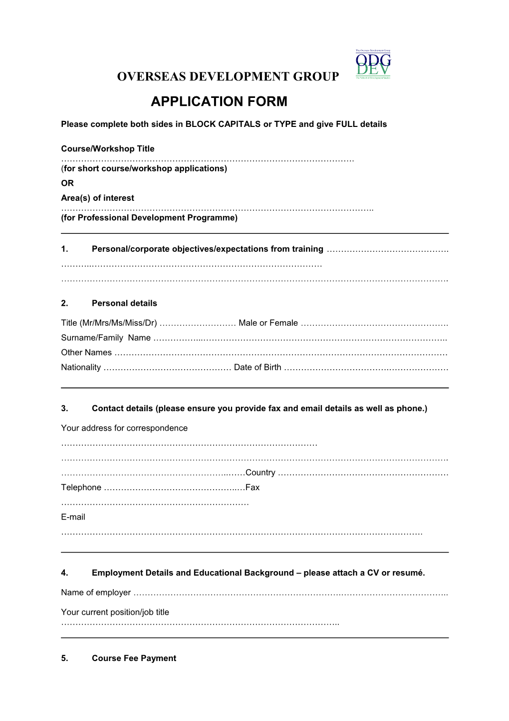 New Draft Application Form