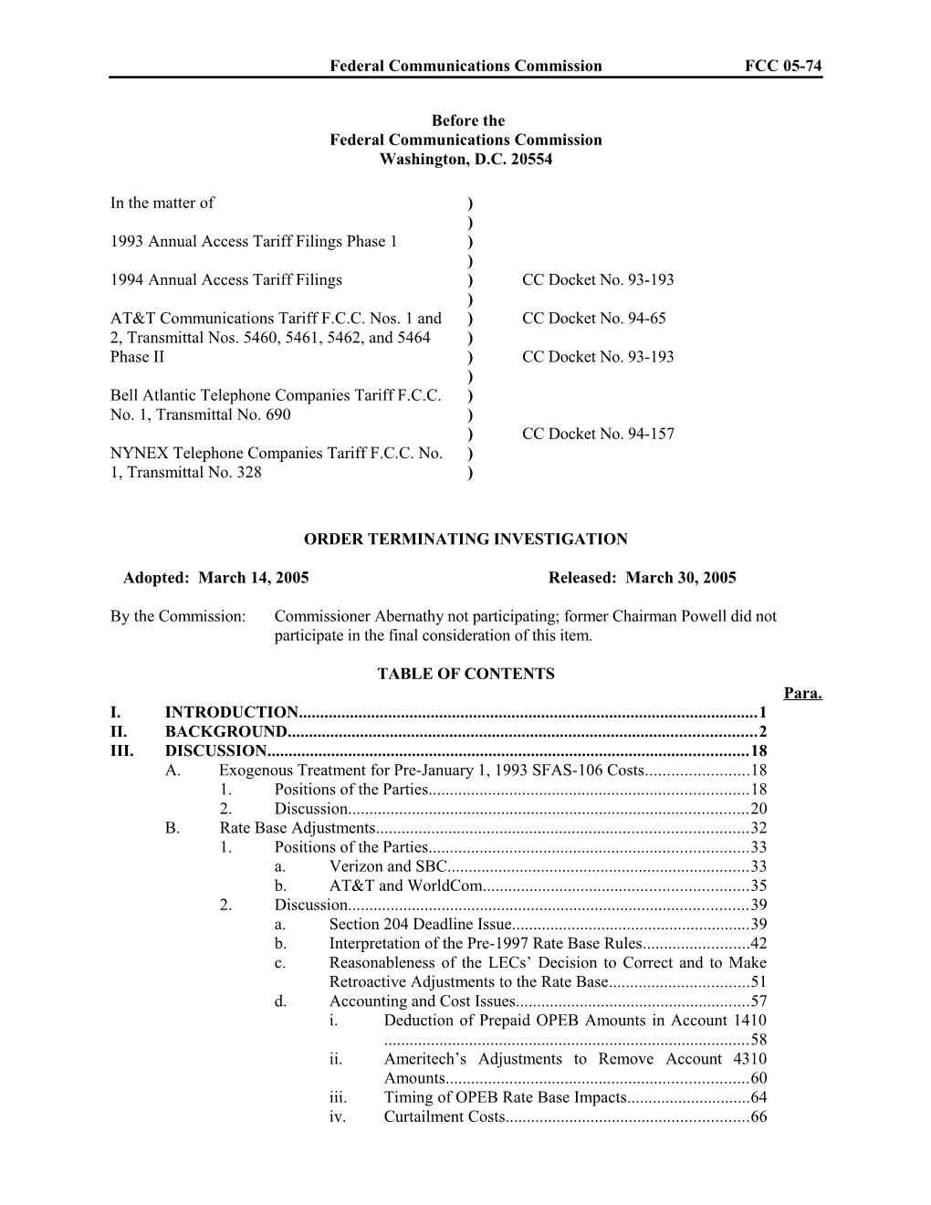 Federal Communications Commission FCC 05-74