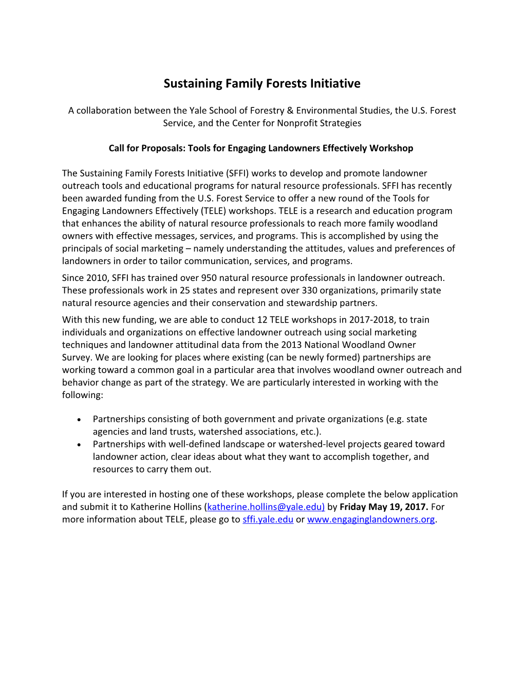 Sustaining Family Forests Initiative