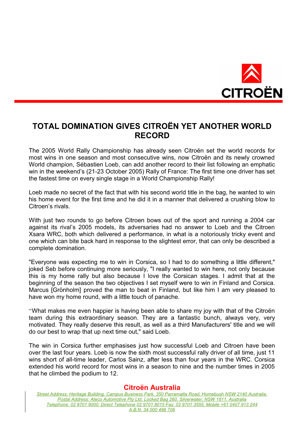 Total Domination Gives Citroën Yet Another World Record