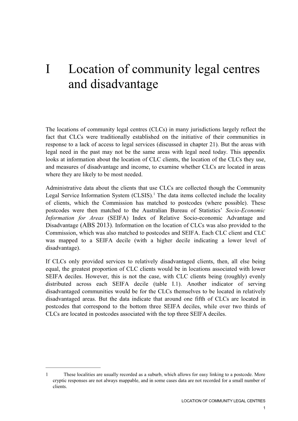 Location of Community Legal Centres