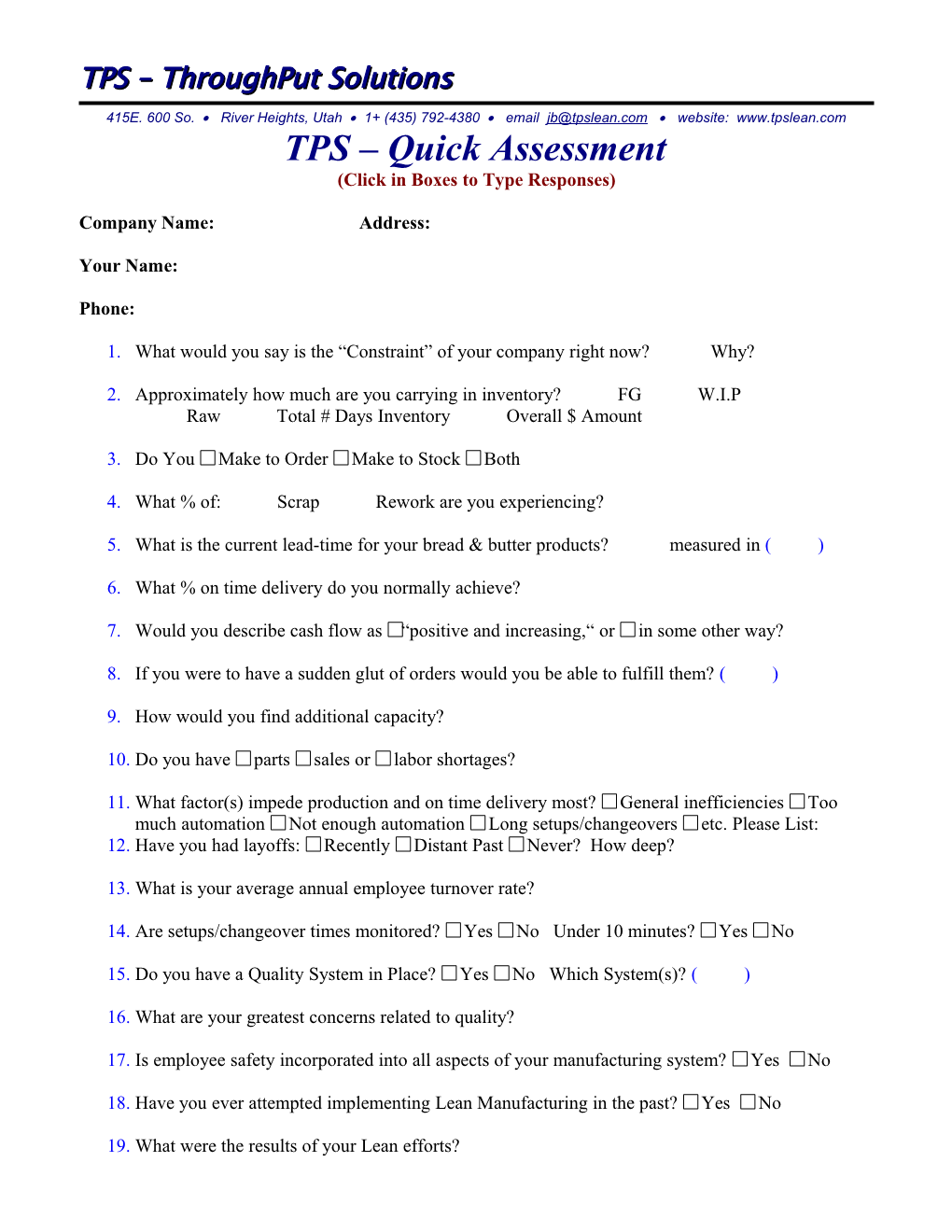 TPS Throughput Solutions