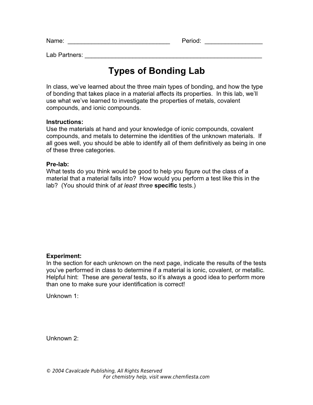 Types of Bonding Lab