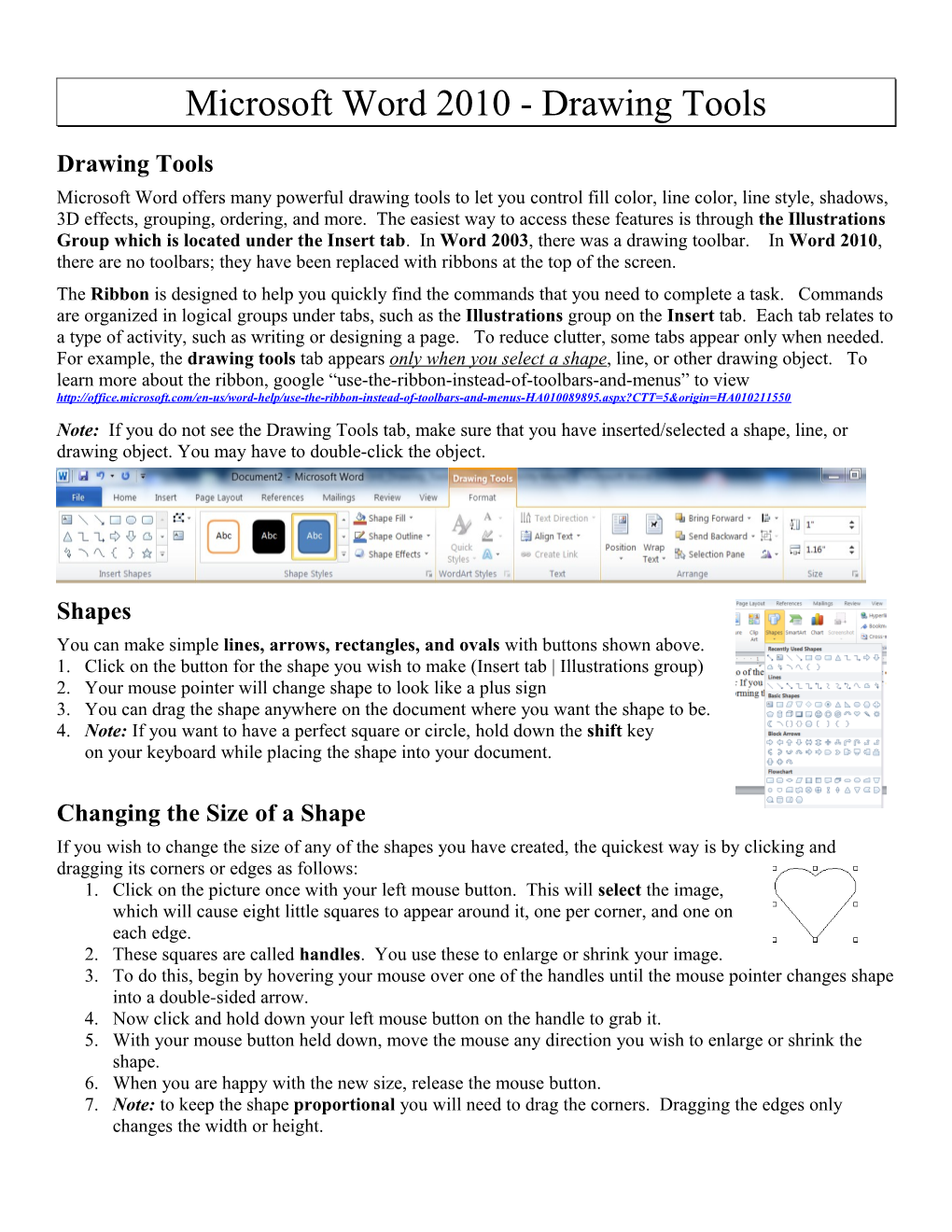 Microsoft Word 2010 - Drawing Tools