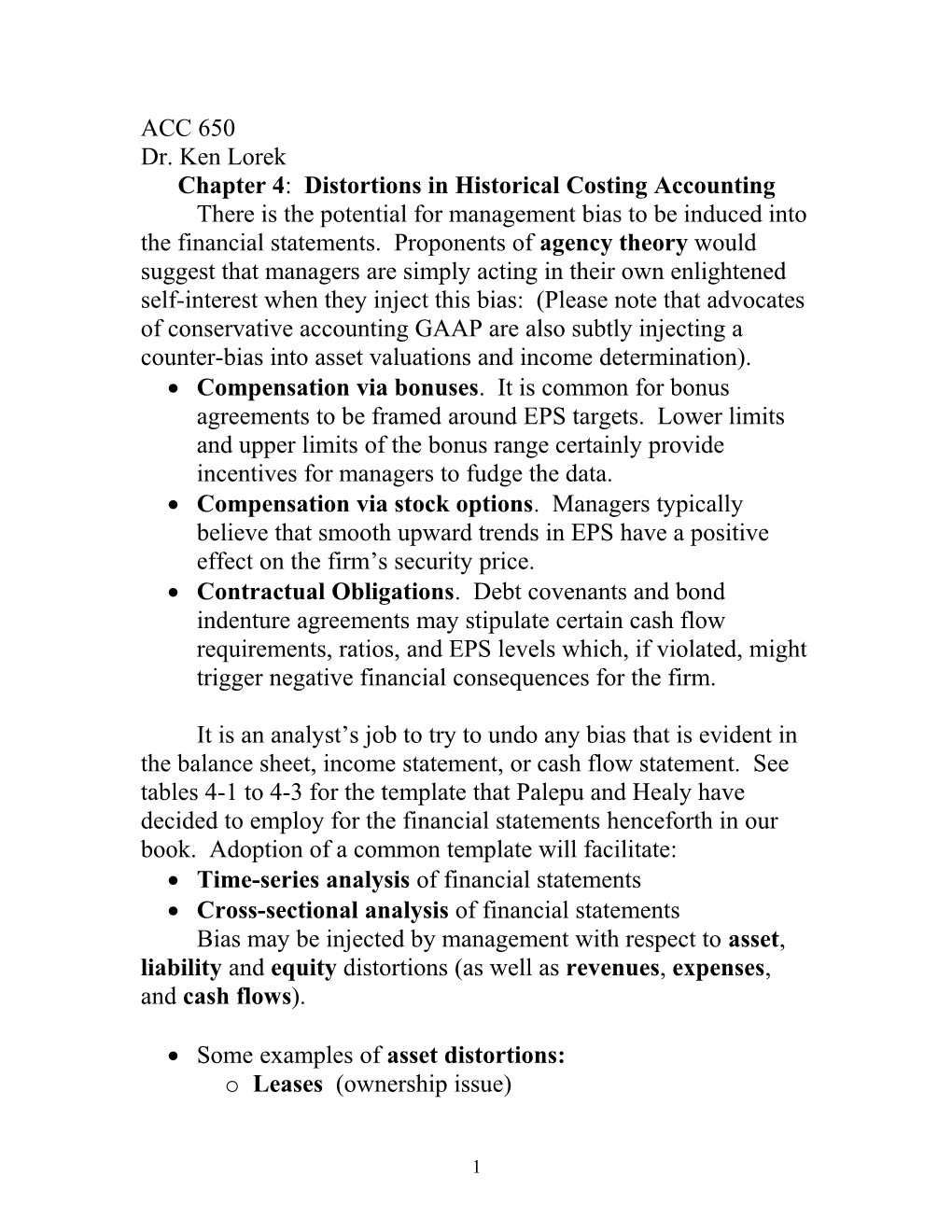 Chapter 4: Distortions in Historical Costing Accounting