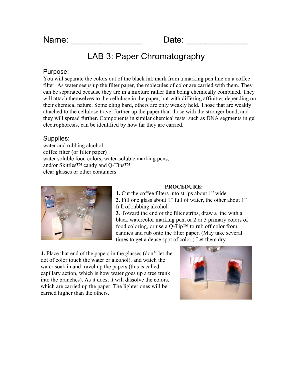 LAB 3: Paper Chromatography
