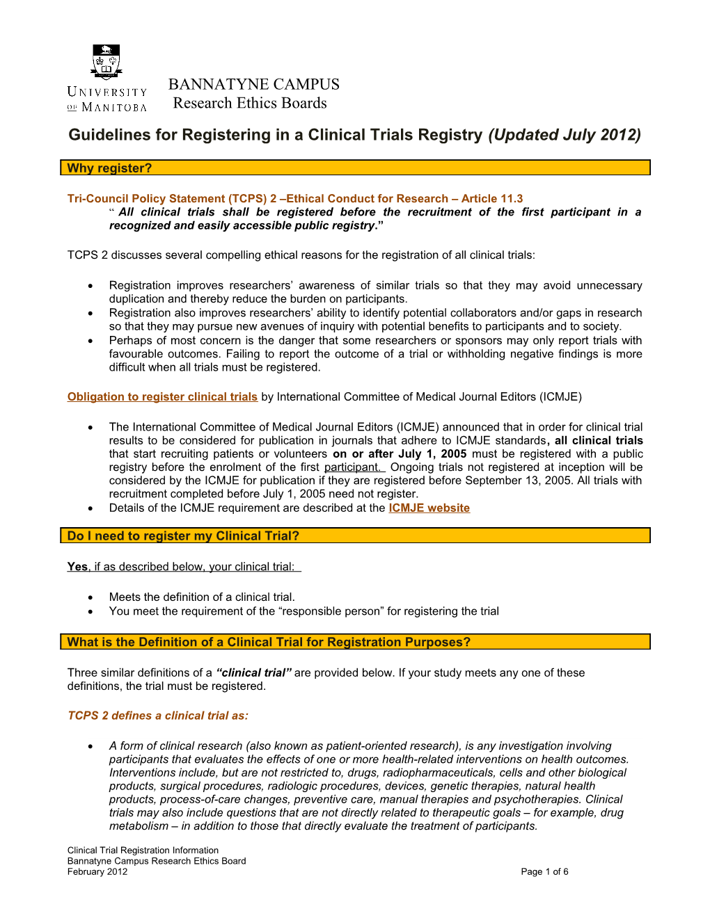 Frequently Asked Questions About Clinical Trial Registration (Updated October 29, 2008)