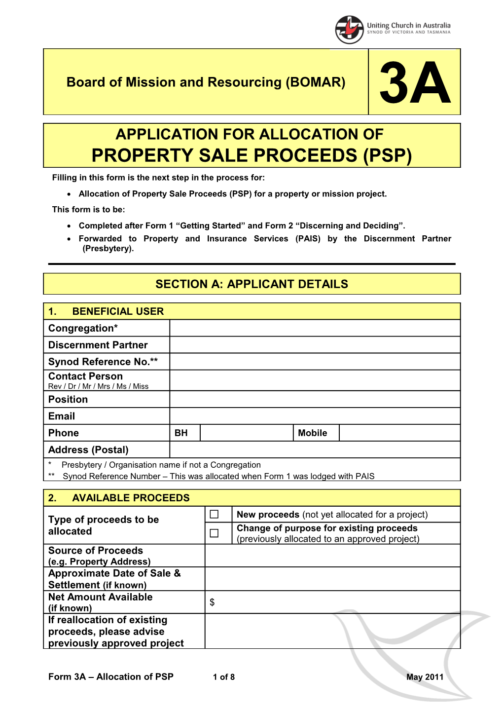 Form 3A Allocation of PSP