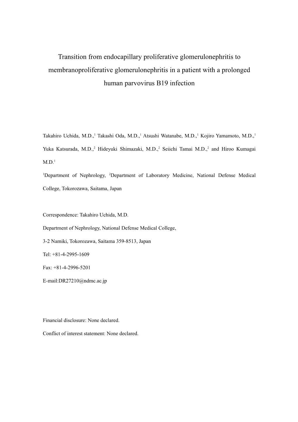 Transition from Endocapillary Proliferative Glomerulonephritis to Membranoproliferative