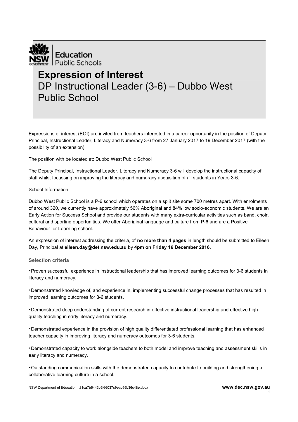 Expression of Interest s12