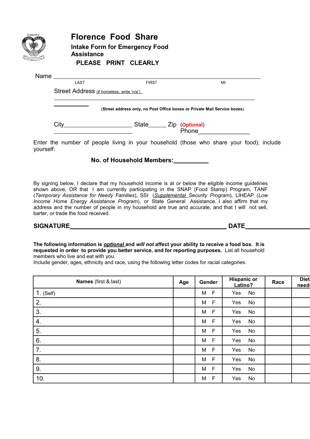 Client Intake Form 2015