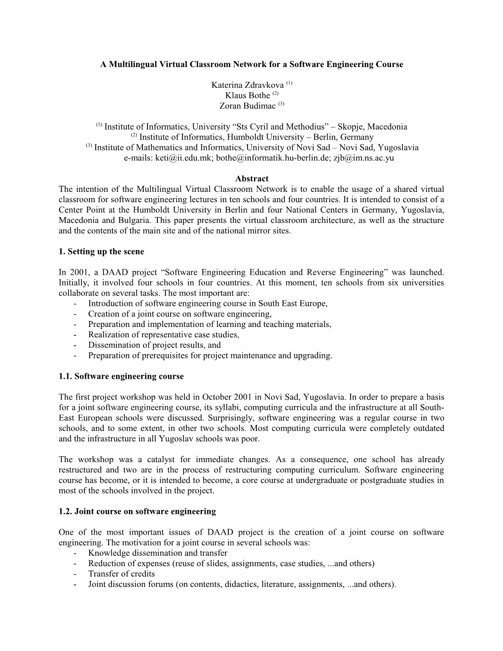 A Concept of a Multilingual Virtual Classroom for Software Engineering Module