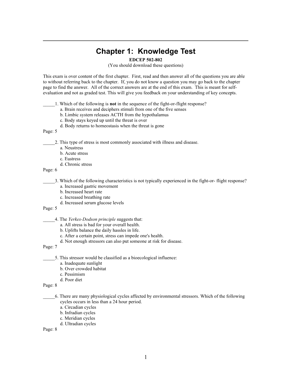 Chapter 1: Knowledge Test
