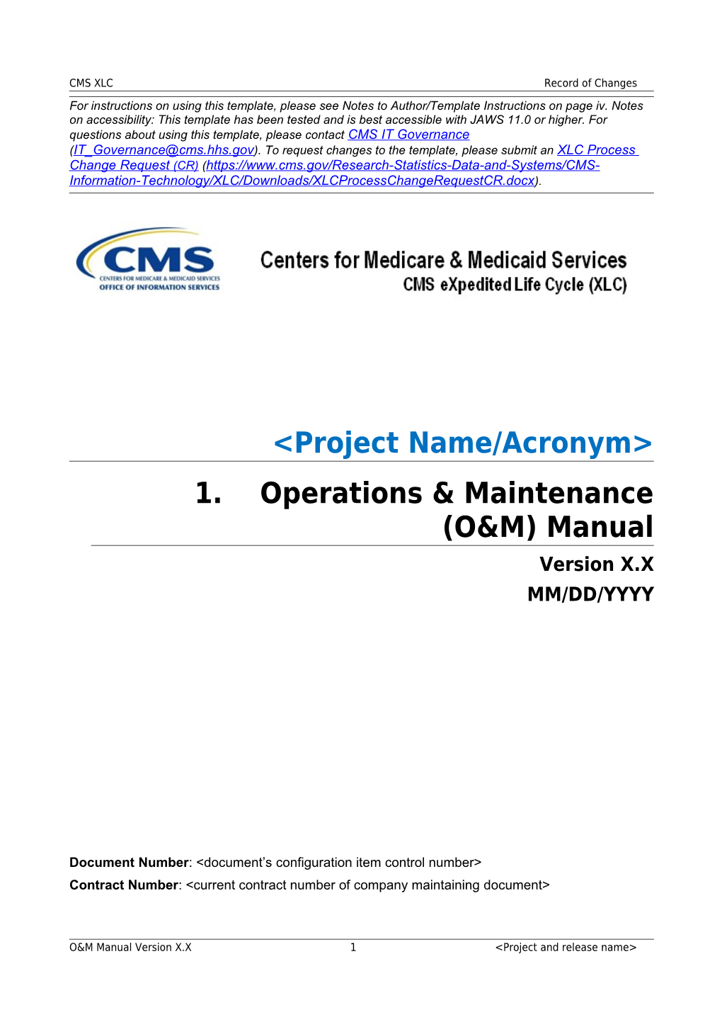 Operations & Maintenance Manual (O&M Manual) Template s1