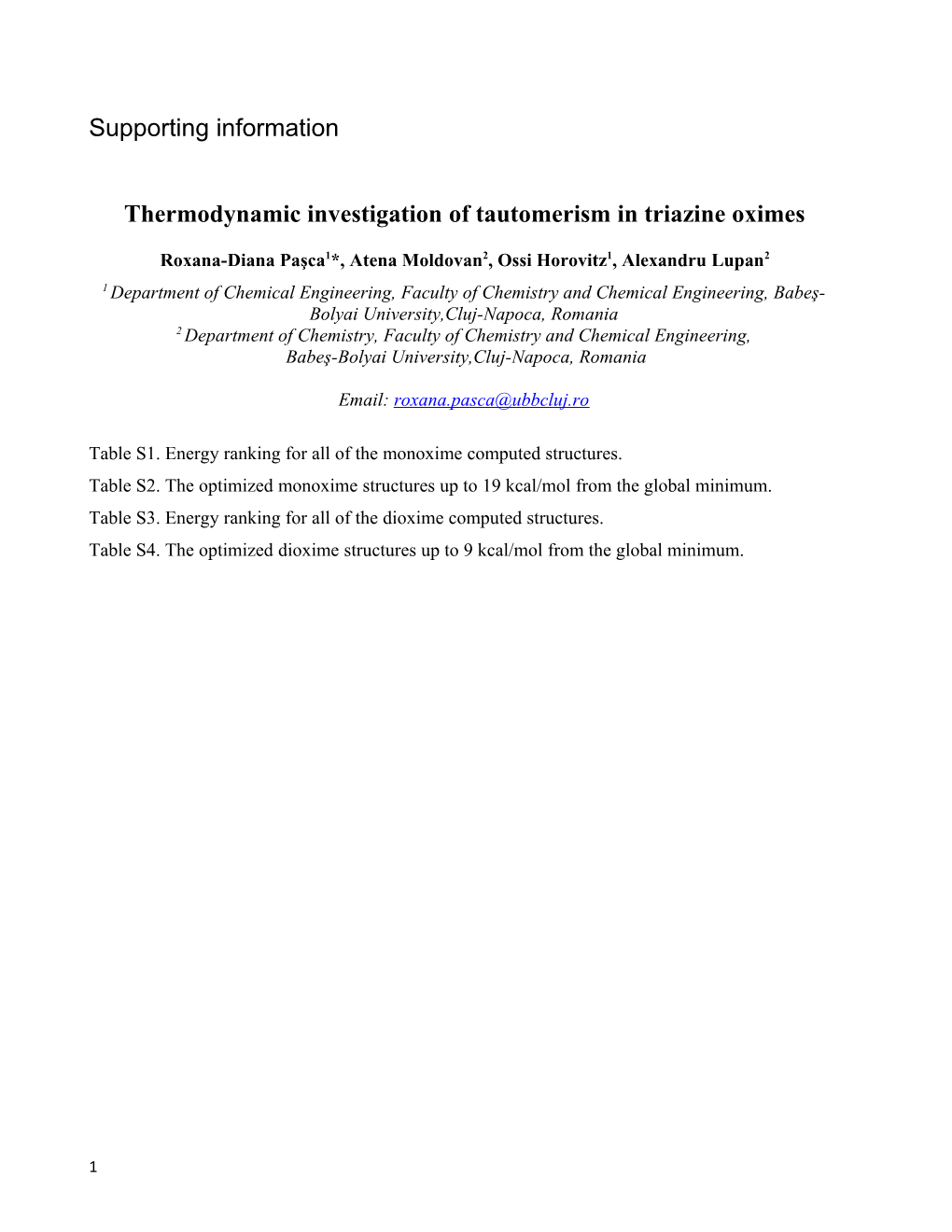 Thermodynamic Investigation of Tautomerism in Triazine Oximes