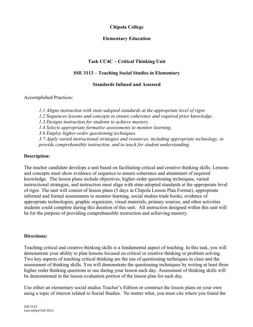 Critical Thinking - Assessment System Product/Performance Tasks
