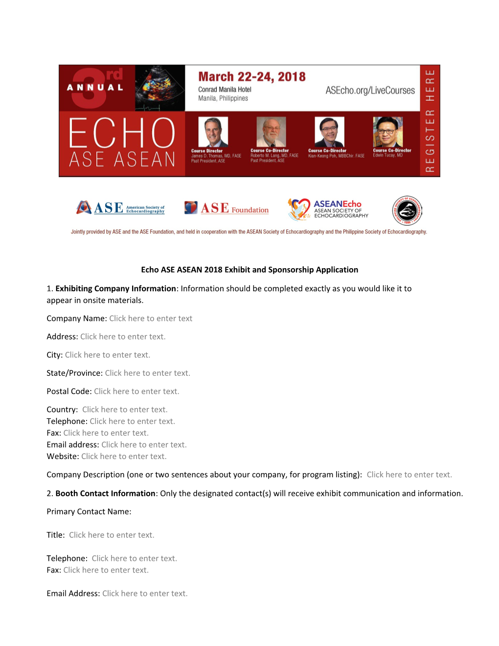 Echo ASE ASEAN 2018Exhibit and Sponsorship Application