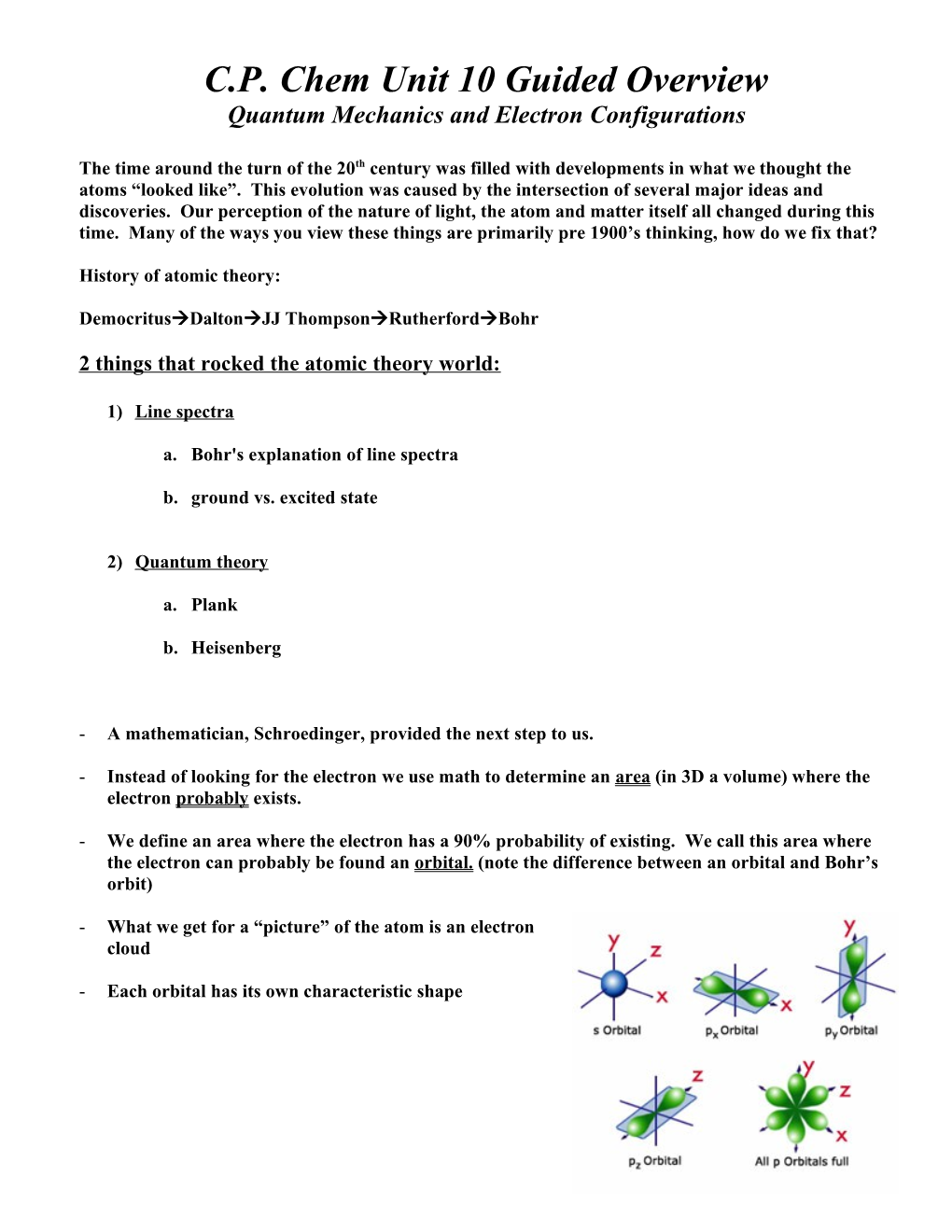 C.P. Chem Unit 10 Guided Overview