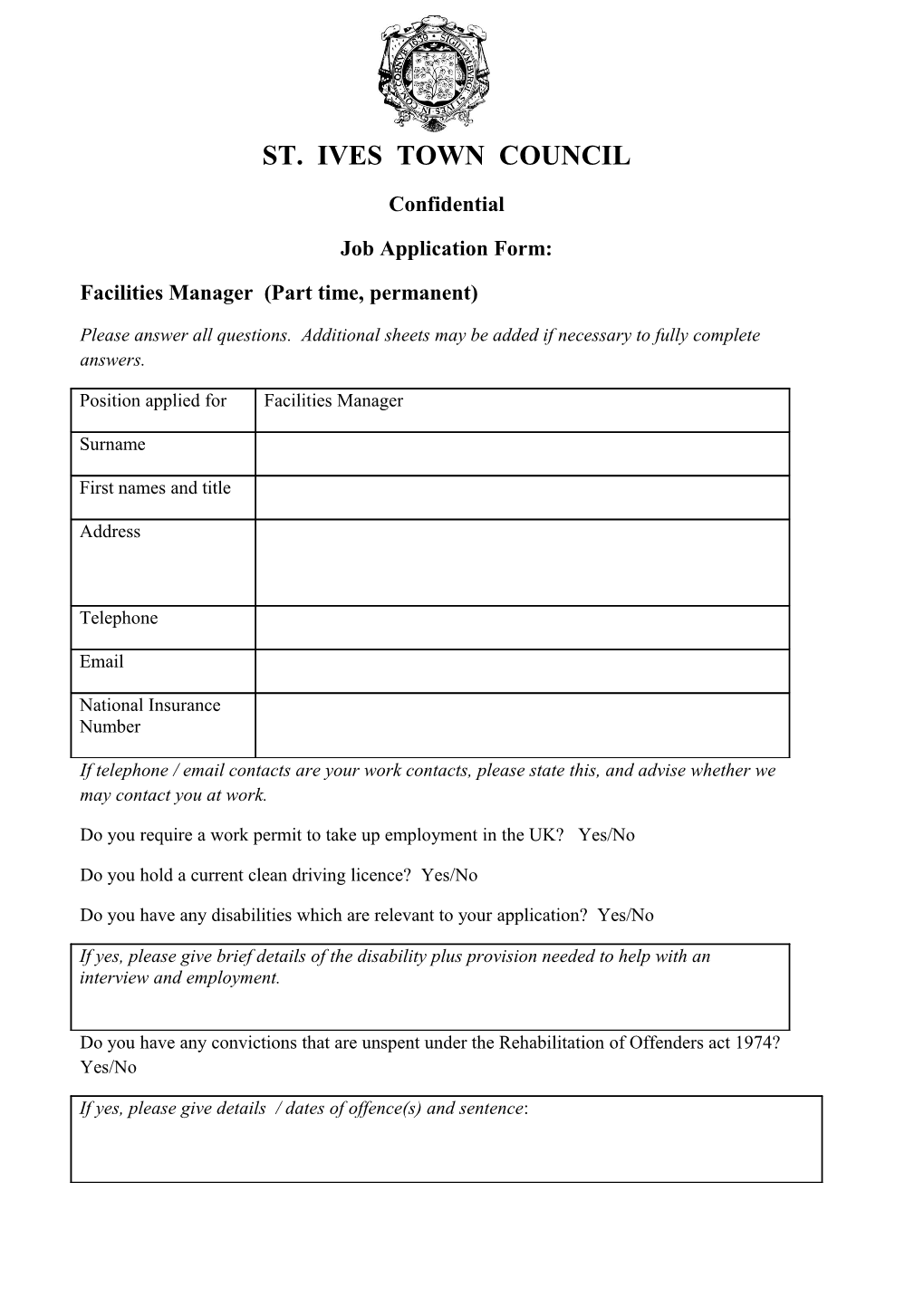 Facilities Manager (Part Time, Permanent)