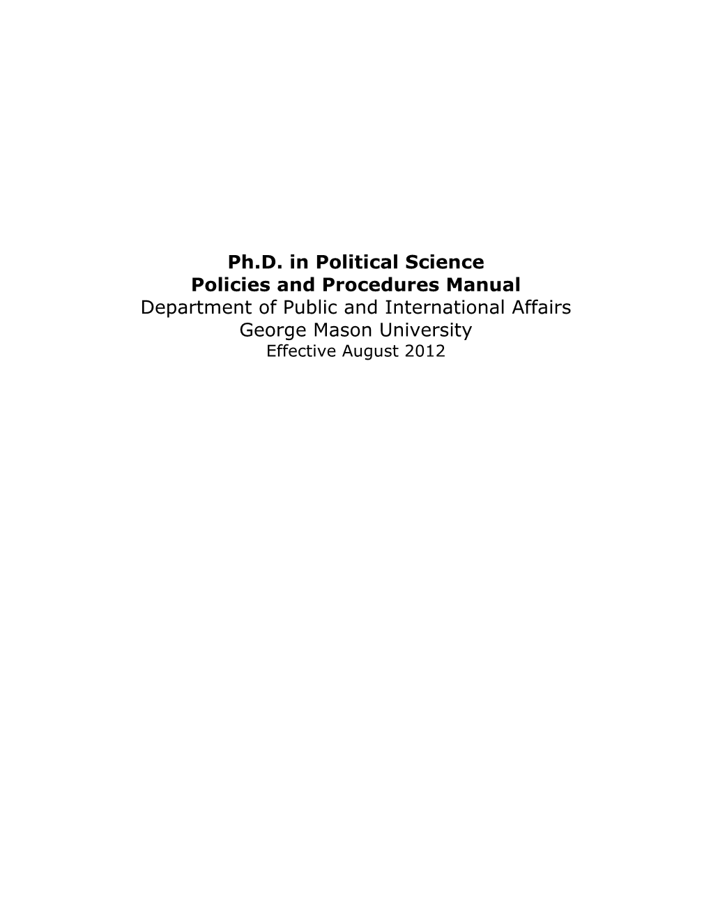 Policies and Procedures Manual