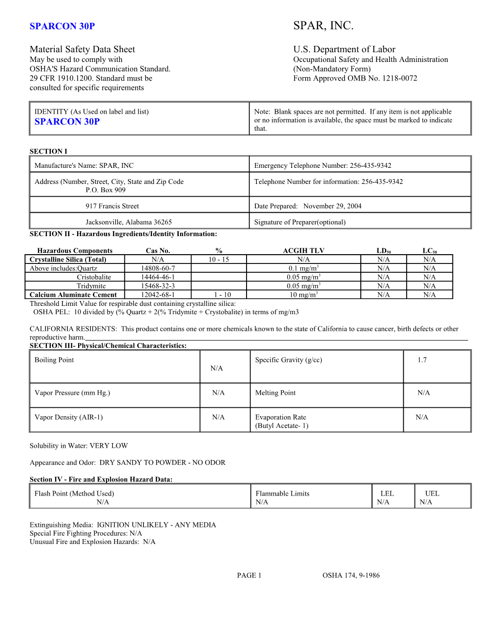 Material Safety Data Sheetu.S. Department of Labor
