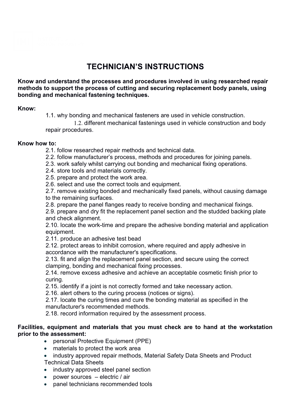 Technician S Instructions