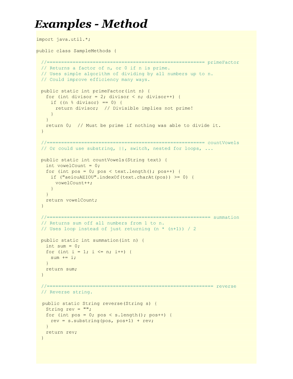 Examples - Method