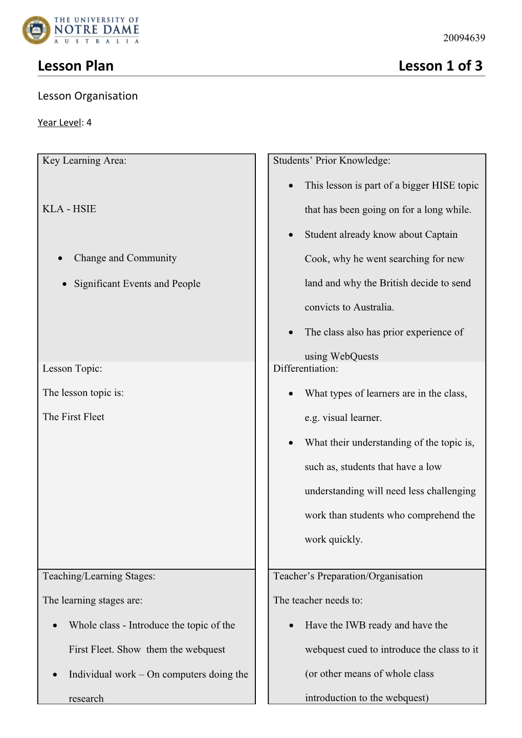 Lesson Sequence (Attach All Relevant Teaching Resources)