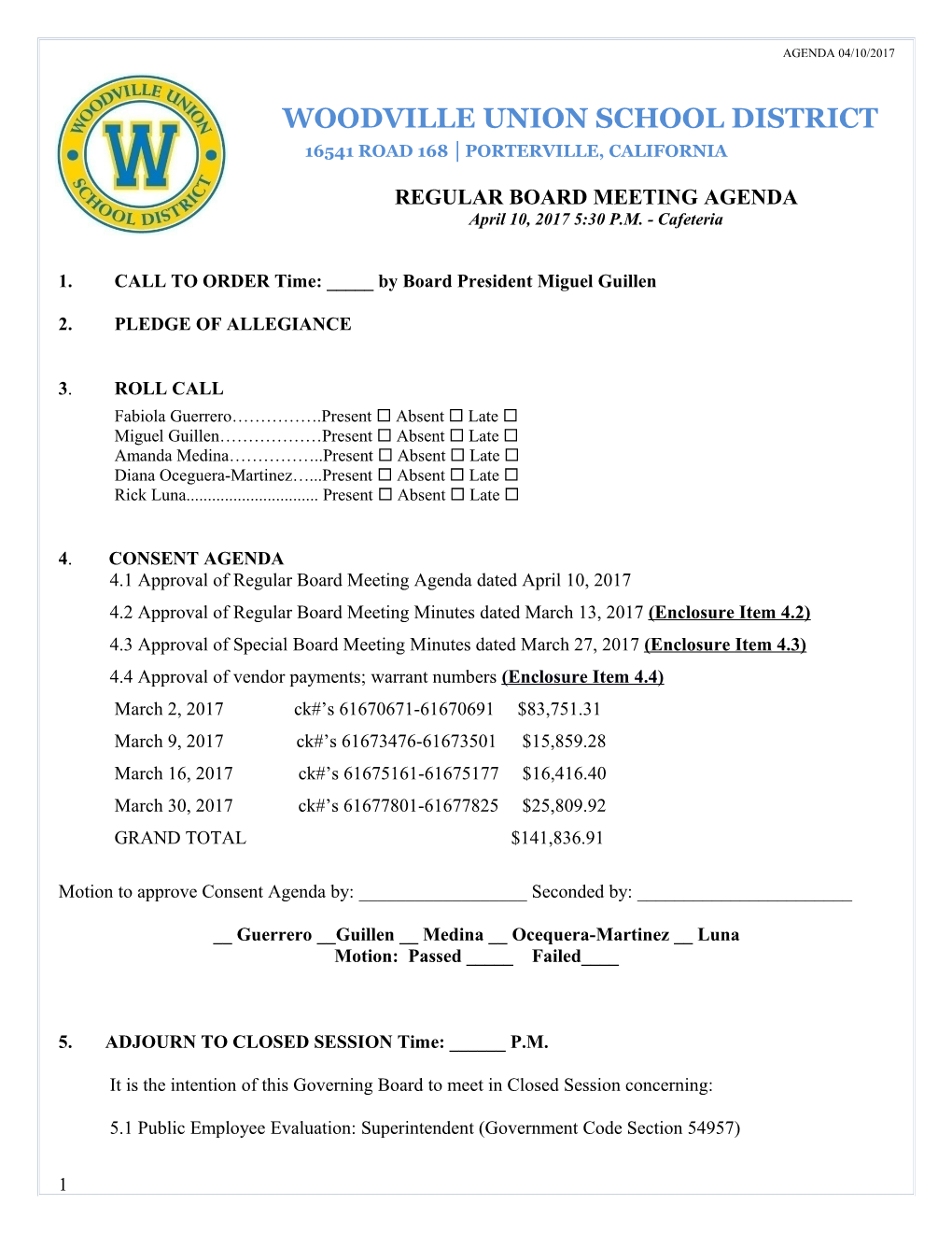 Woodville Union School District