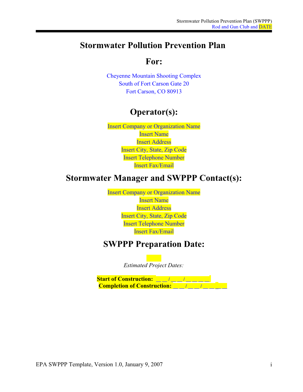 Stormwater Pollution Prevention Plan Template s3