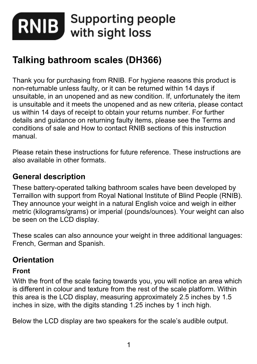 Talking Bathroom Scales (DH366)