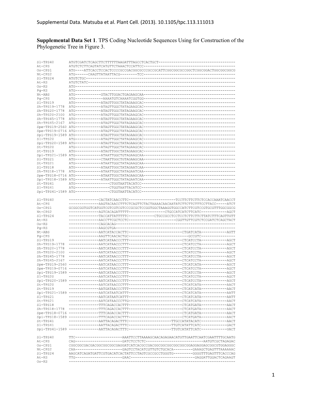 Supplemental Data. Matsuba Et Al. Plant Cell. (2013). 10.1105/Tpc.113.111013