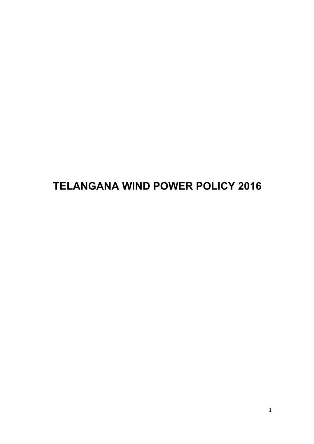 Telangana Wind Power Policy 2016