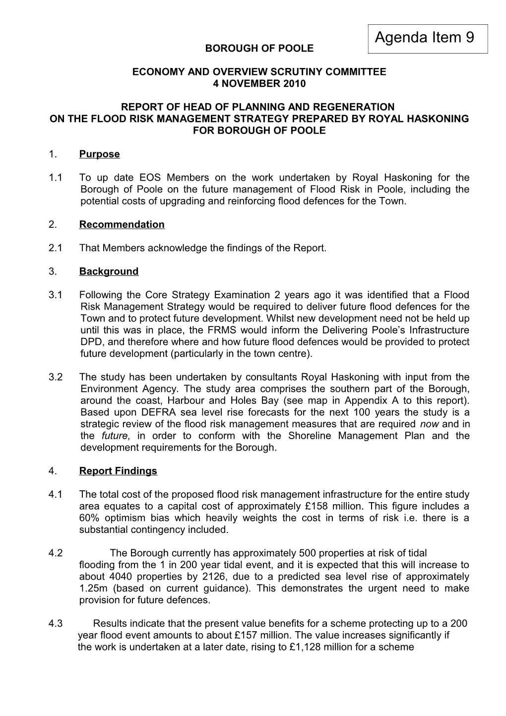 Flood Risk Management Strategy Prepared by Royal Haskoning for Borough of Poole