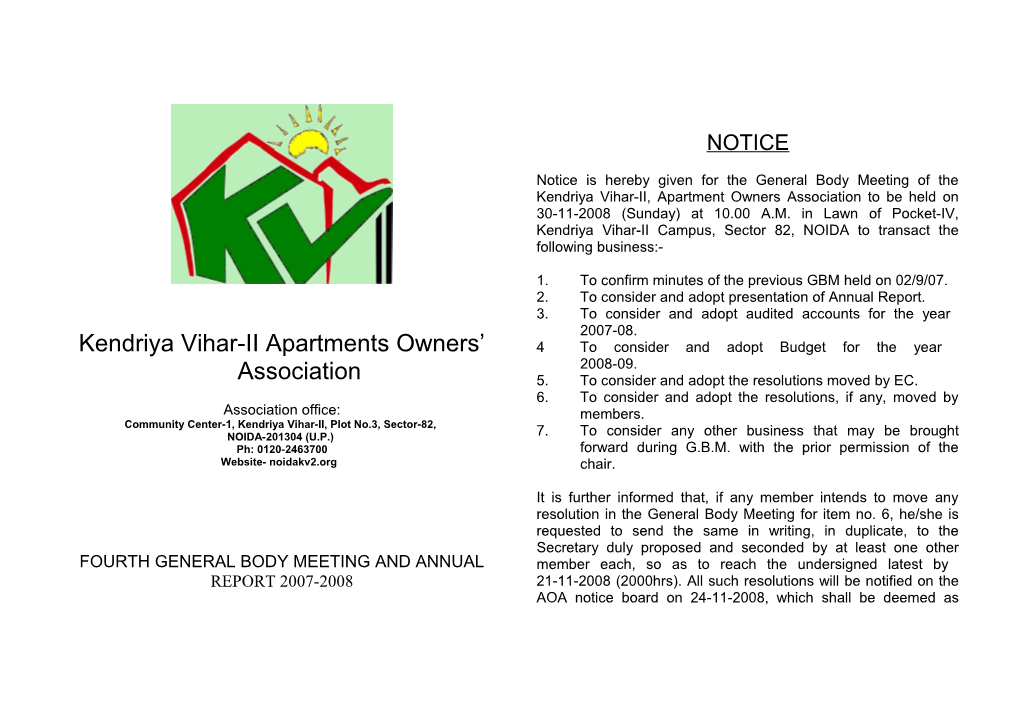 Kendriya Vihar-II Apartments Owners Association