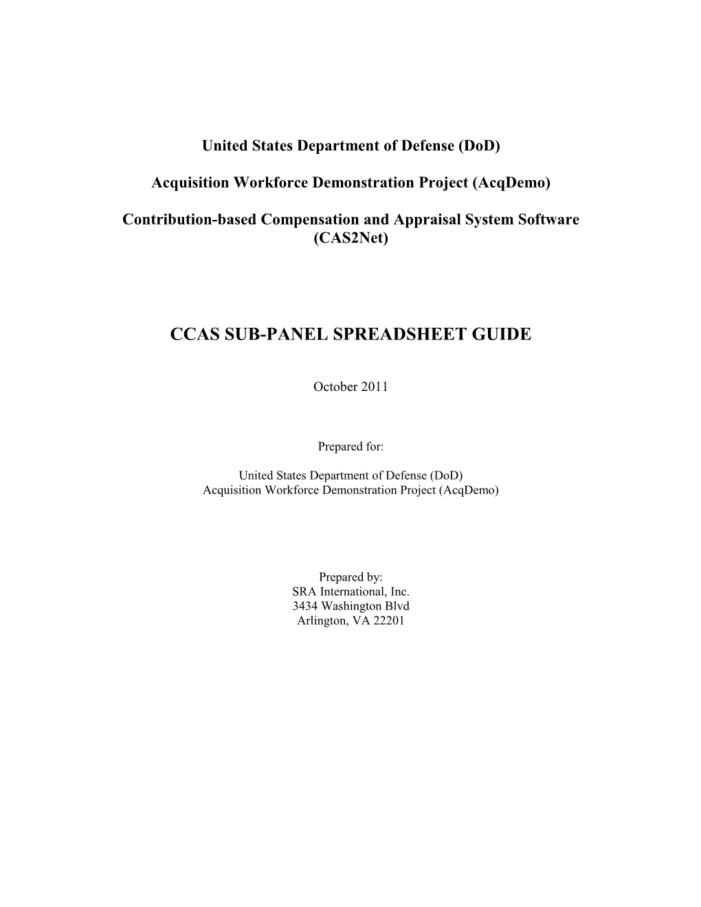Single CCAS Spreadsheet