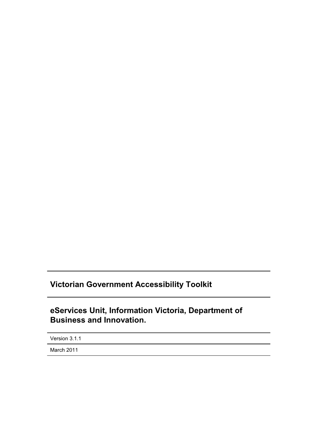 Victorian Government Accessibility Toolkit - Version 3 - September 2009