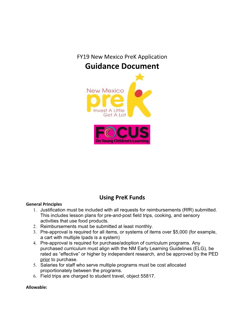 FY19 New Mexico Prek Application