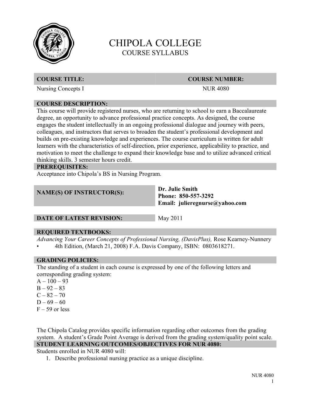 Linking Course-Level Outcomes with Discipline-Specific Competencies and Assessment Methods