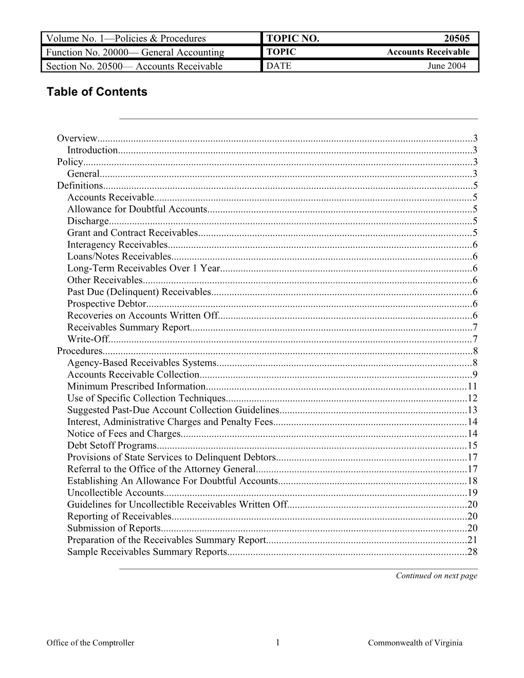 CAPP Manual - 20505 - Accounts Receivable