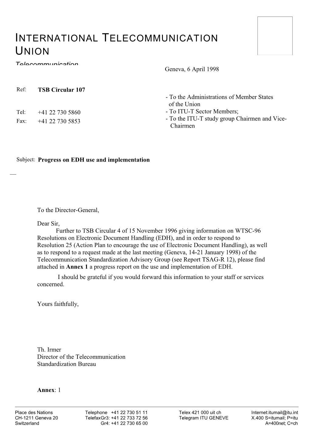 ITU Letterhead Template