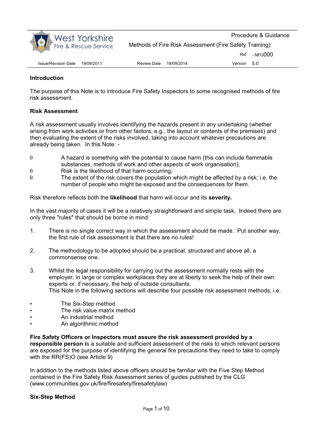 Methods of Fire Risk Assessment (Fire Safety Training)