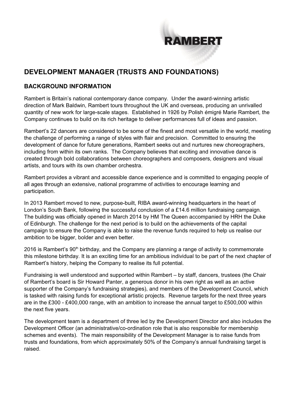 Development Manager (Trusts and Foundations)