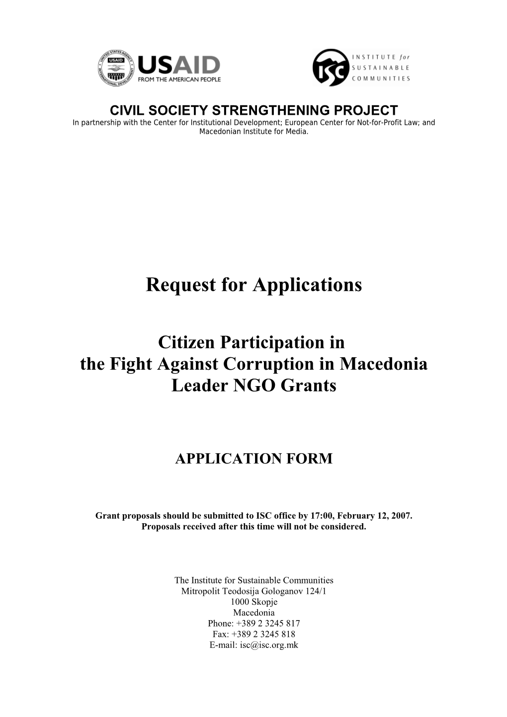 Request for Applications for Advocacy Partner Grants