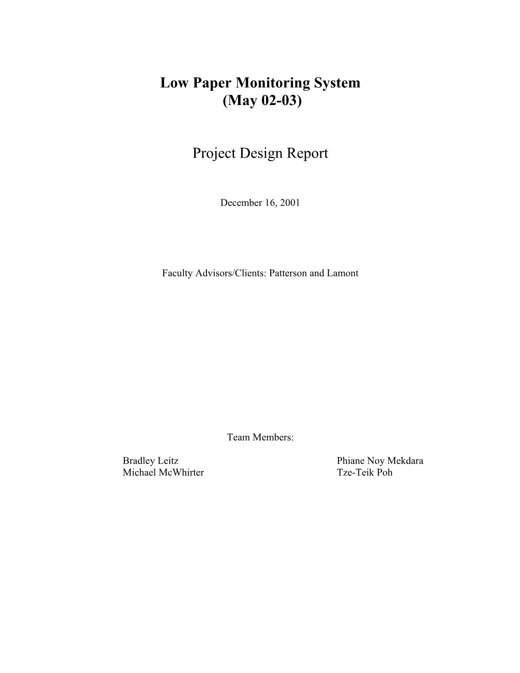 Low Paper Monitoring System