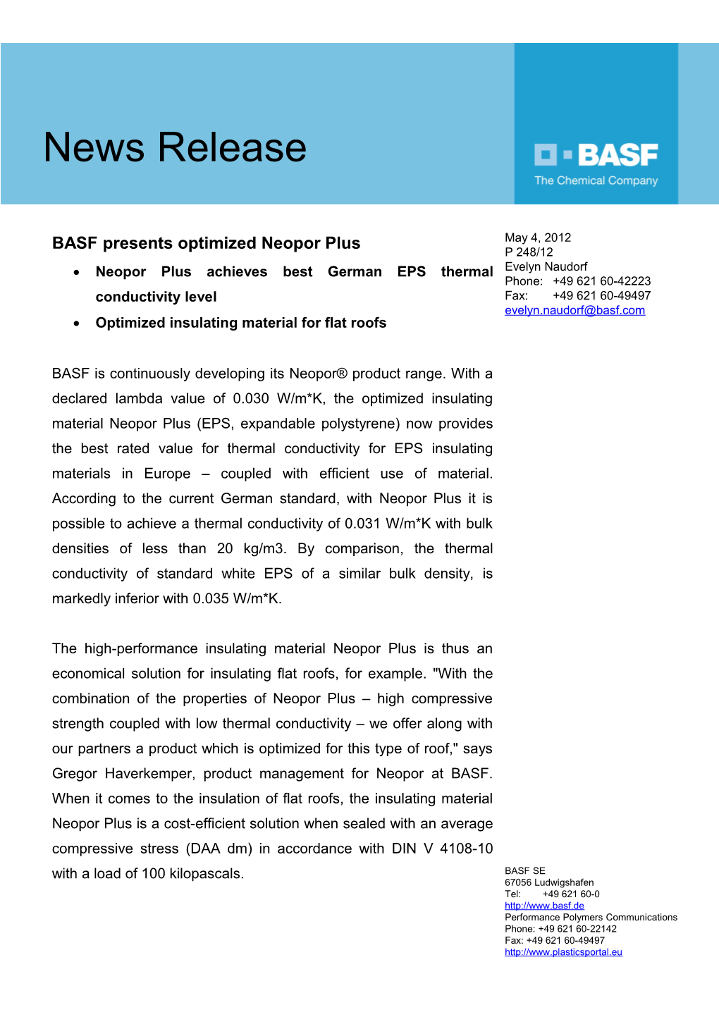 BASF Presents Optimized Neopor Plus