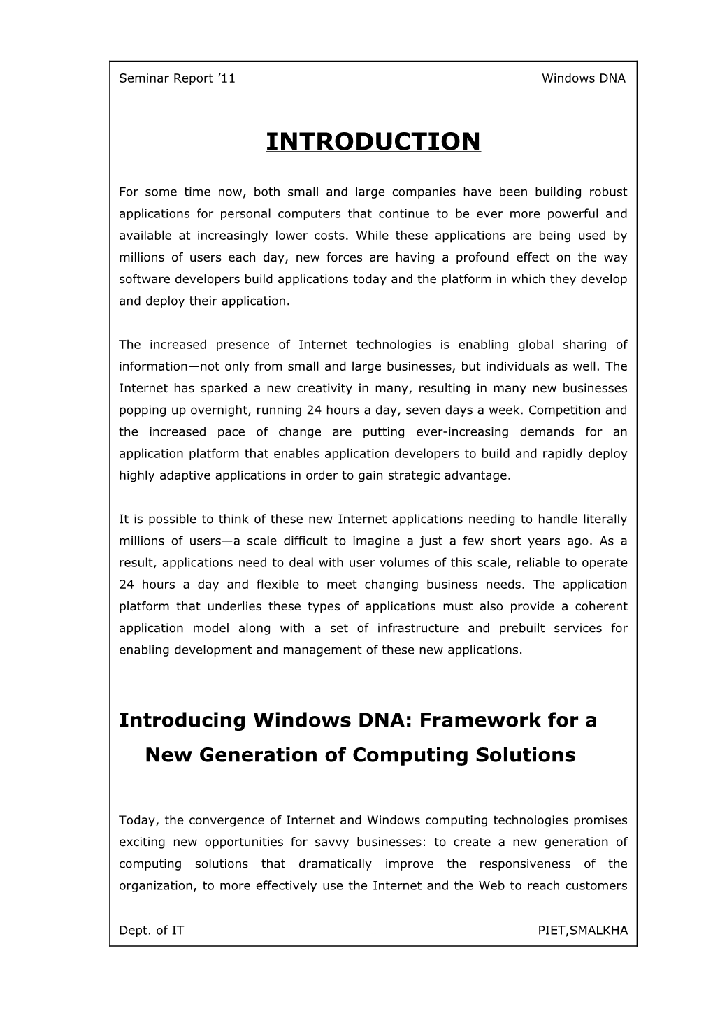Seminar Report 11 Windows DNA