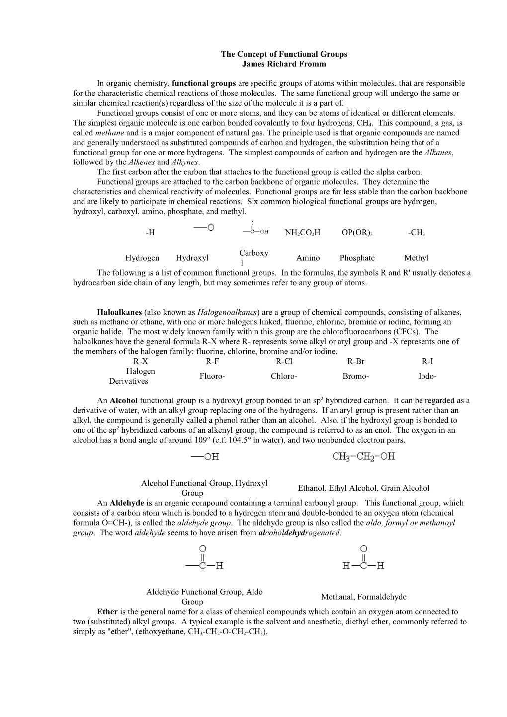 The Concept of Functional Groups