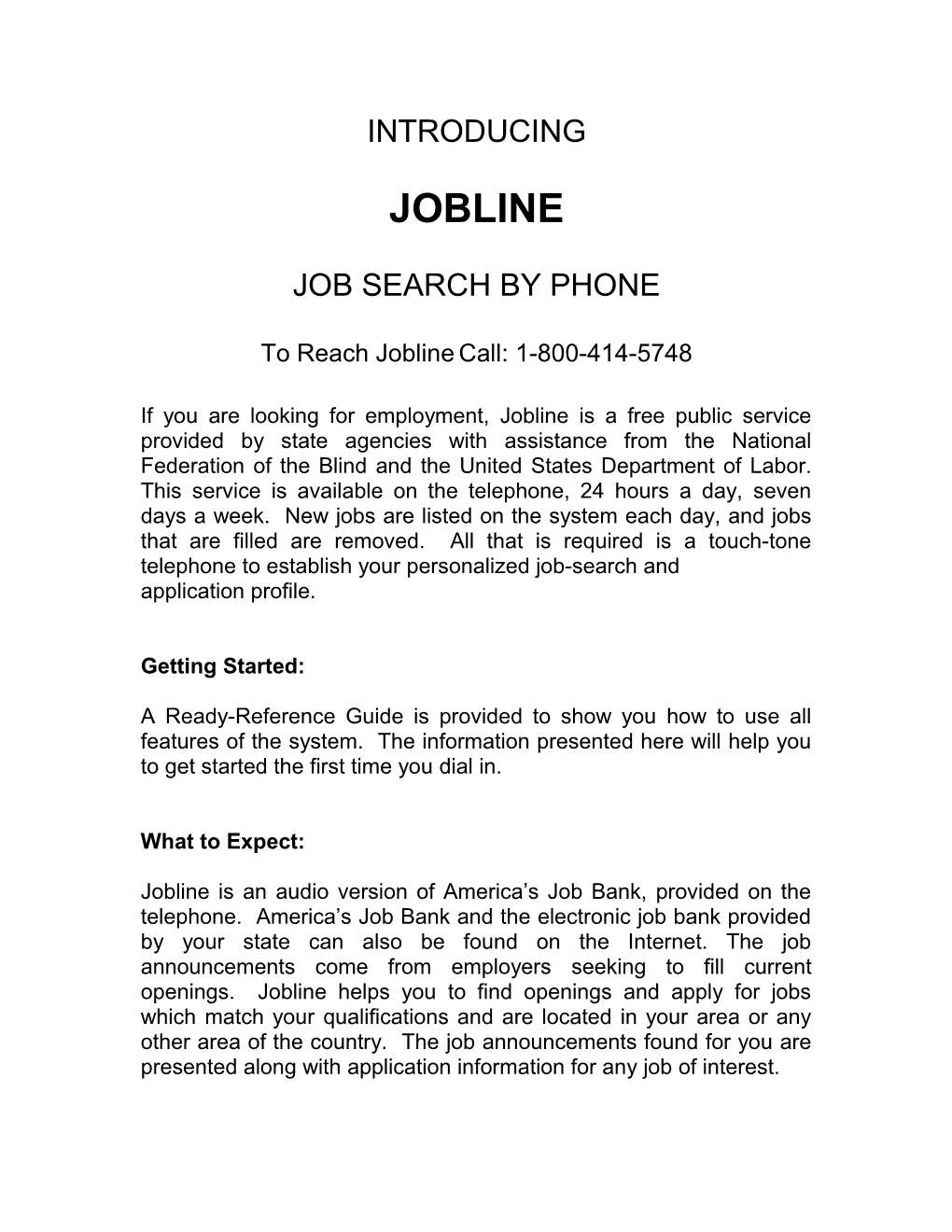 Job Search by Phone