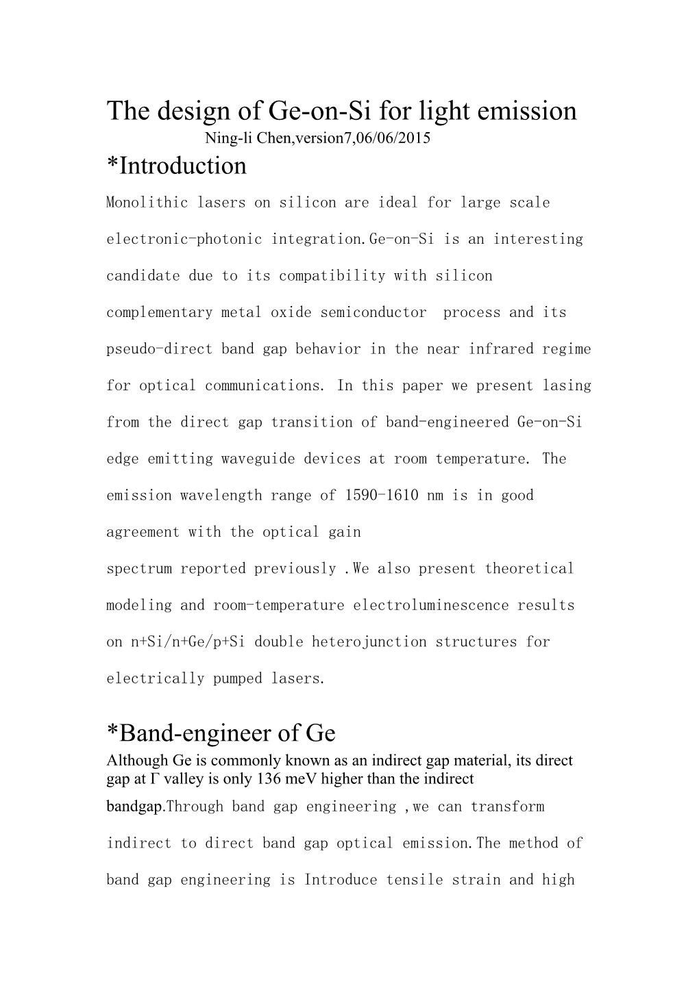 The Design of Ge-On-Si for Light Emission